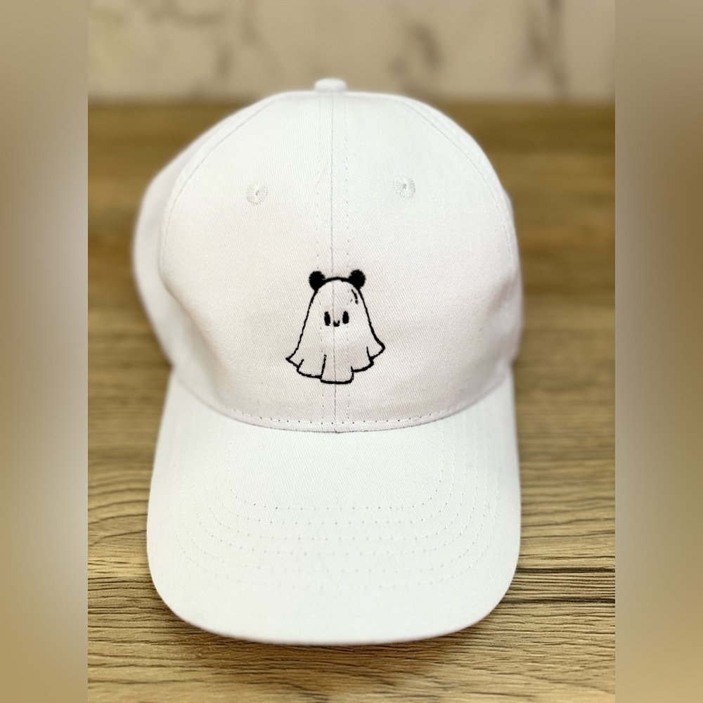Disney Mickey Mouse Boo Ghost Hat White Embroidered Disney Parks Cap - Picture 2 of 4